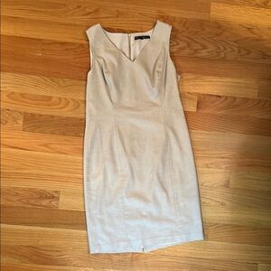 White House Black Market Tan Sheath Midi Dress V-Neck Sleeveless
